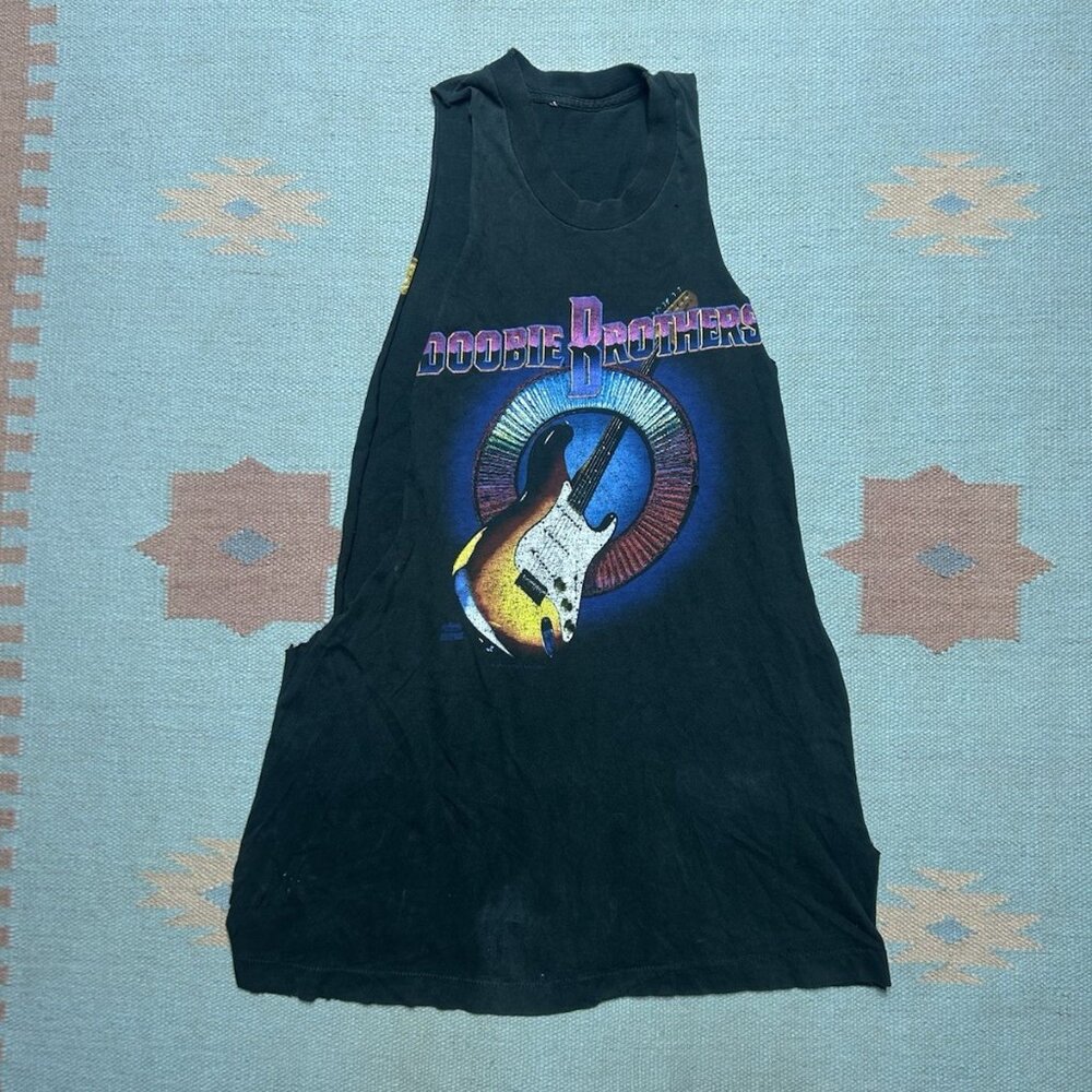 Vintage 90s tank top t shirt doobie brothers chopped distressed muscle gym large